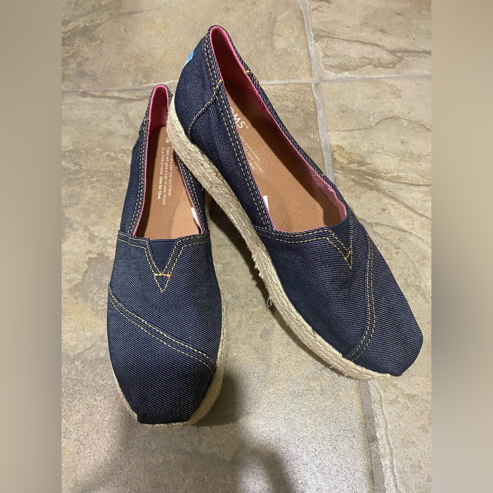 TOMS denim espadrille slip on